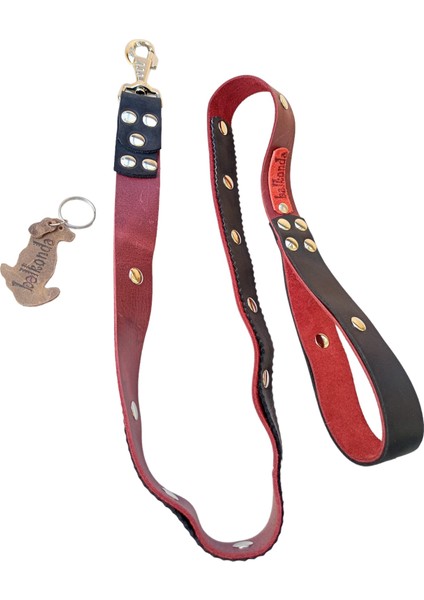 Köpek gezdirme kayışı hakiki deri bordo siyah genişlik:3cm kalın kancalı uzunluk:100cm dog leash B1-3