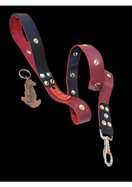 Köpek gezdirme kayışı hakiki deri bordo siyah genişlik:3cm kalın kancalı uzunluk:100cm dog leash B1-3