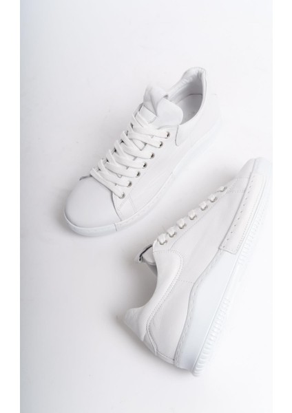 Harry Beyaz Hakiki Deri Sneaker Kadın Günlük Spor Ayakkabı