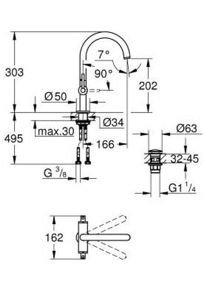 Atrio Tek Delikli Lavabo Bataryası 1/2" L-Boyut - 21145000