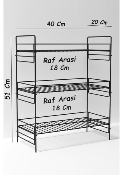 3 Katlı Tezgah Altı Üstü Raf Evye Mutfak Banyo Dolabı Çok Amaçlı Organizer Düzenleyici Deterjanlık