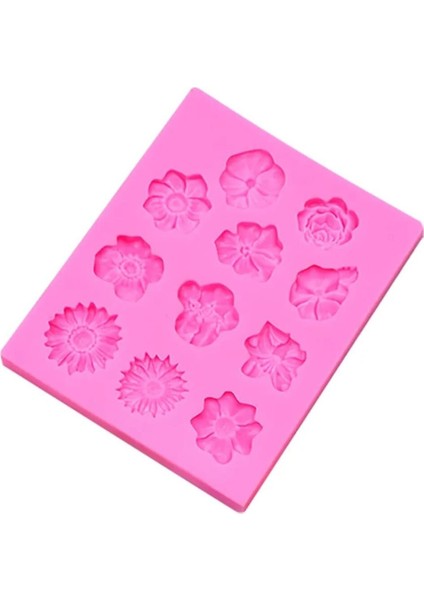 11'li Çiçek Polimer Kil - Mum Silikon Kalıp - Kod:1211