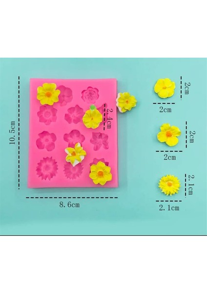 11'li Çiçek Polimer Kil - Mum Silikon Kalıp - Kod:1211 fırsatları