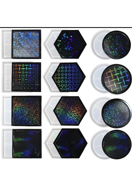 10,6cm x 10,6cm Hologramlı Kare Bardak Altı Kalıbı - KOD:531 fiyatları