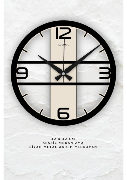 Landiwork Ahşap Modern Duvar Saati, Sessiz Mekanizmalı Duvar Saati, Dekoratif Duvar Saati, Çocuk Odası Duvar Saati, Yeni Ev Hediyesi, 42cm