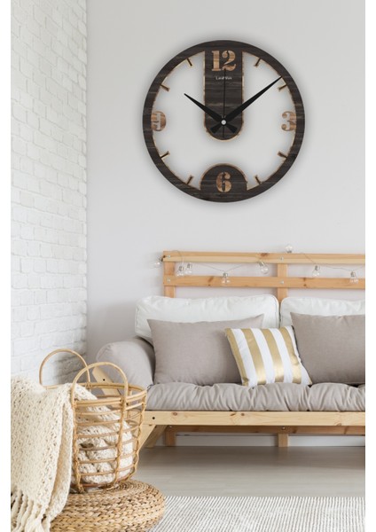 Landiwork Ahşap Sessiz Duvar Saati, Modern Ahşap Duvar Saati, Salon Duvar Saati, Oturma Odası Duvar Saati, Ev Hediyesi, 42cm