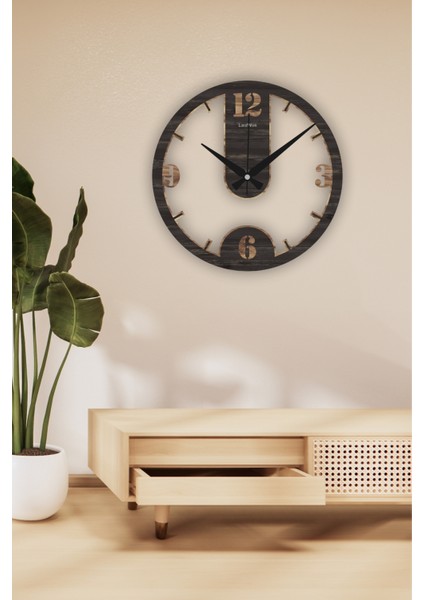 Landiwork Ahşap Sessiz Duvar Saati, Modern Ahşap Duvar Saati, Salon Duvar Saati, Oturma Odası Duvar Saati, Ev Hediyesi, 42cm
