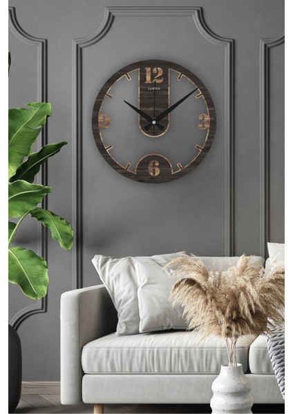 Landiwork Ahşap Sessiz Duvar Saati, Modern Ahşap Duvar Saati, Salon Duvar Saati, Oturma Odası Duvar Saati, Ev Hediyesi, 42cm