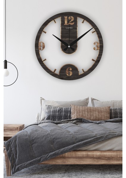 Landiwork Ahşap Sessiz Duvar Saati, Modern Ahşap Duvar Saati, Salon Duvar Saati, Oturma Odası Duvar Saati, Ev Hediyesi, 42cm