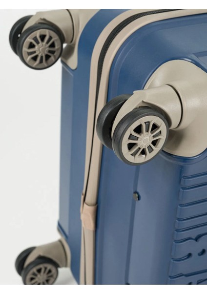 Baskılı Kilit Detaylı Büyük Boy Valiz Lacivert fiyatları