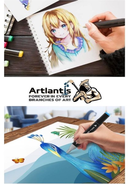 60 Adet Çift Taraflı Marker Kalem Çantalı 1 Paket 60 Renk Touch Markör Çift Uçlu Keçeli Kalem Sanat Tasarım Hobi