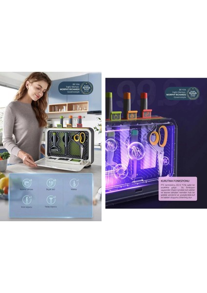 Sterilize Kesme Kahtasi Dezenfeksiyonlu 9 Parça Bıçak ve Kesme Tahtası Seti modelleri