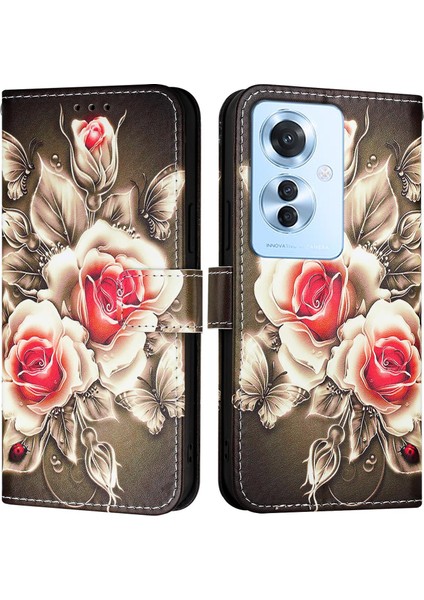 Oppo Reno 11F 5g Global Için Düz Örgü Pu Telefon Kılıfı (Yurt Dışından)