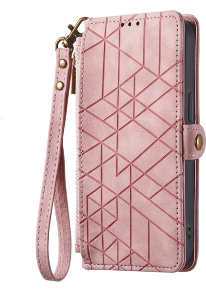 Oppo A16 Için Geometrik Fermuarlı Deri Kılıf (Yurt Dışından) fiyatları