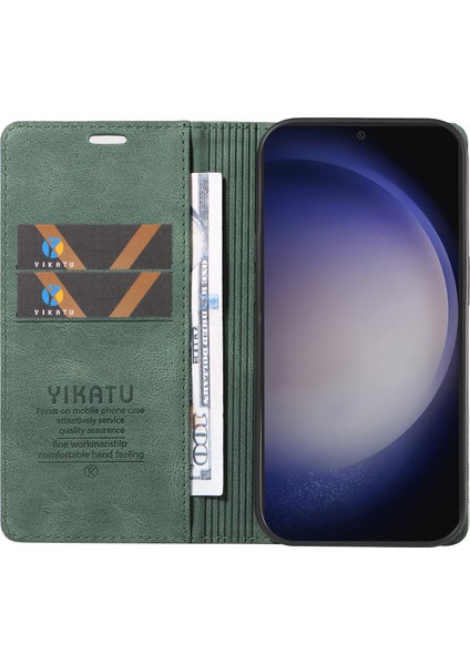 Samsung Galaxy S24 Plus Telefon Çevirme Standı Deri Dokunuşlu Deri Kapak (Yurt Dışından)