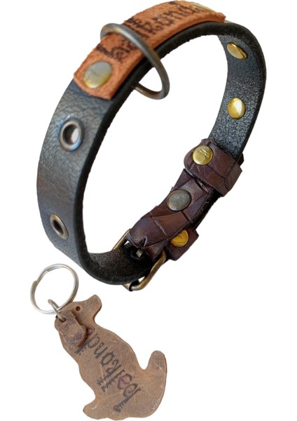 Köpek boyun tasması hakiki deri siyah kalınlık:4mm genişlik:1,5cm boyun ölçüsü:XS.24-30cm dog collar T1-30XS