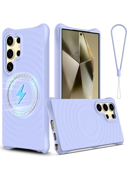 Samsung Galaxy S24 Ultra Manyetik Dalgalanma Dokusu Düşmeyi Önleyici Sıvı Silikon Telefon Kapağı (Yurt Dışından)