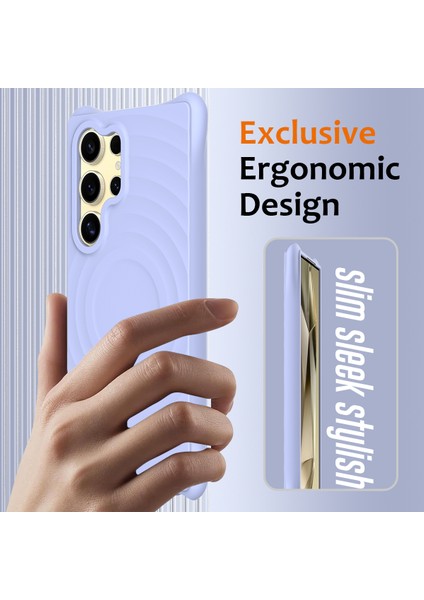 Samsung Galaxy S24 Ultra Manyetik Dalgalanma Dokusu Düşmeyi Önleyici Sıvı Silikon Telefon Kapağı (Yurt Dışından) modelleri