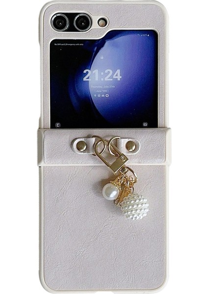 Samsung Galaxy Z Flip5 5g Crazy Horse Doku Pu Deri + Pc Telefon Kabuğu (Yurt Dışından)
