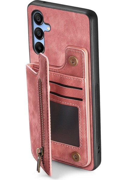 Samsung Galaxy A15 Retro Deri + Tpu Cüzdan Fermuar Cep Telefonu Kapağı (Yurt Dışından)