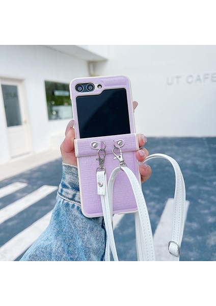 Samsung Galaxy Z Flip5 5g Pc+Pu Deri Telefon Kabuğu ile Askı (Yurt Dışından) fiyatları