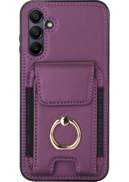 Samsung Galaxy A15 Yüzüklü Kickstand Deri+Tpu Kapaklı Kart Tutuculu (Yurt Dışından)