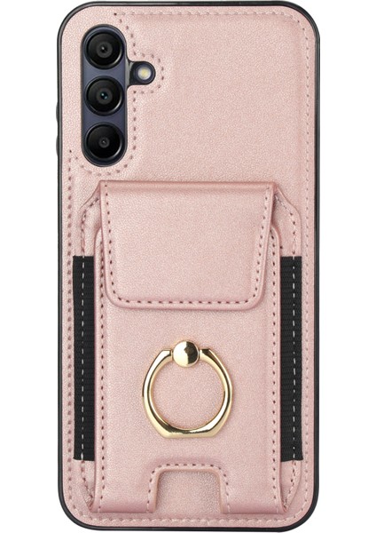 Samsung Galaxy A15 Yüzüklü Kickstand Deri+Tpu Kapaklı Kart Tutuculu (Yurt Dışından)