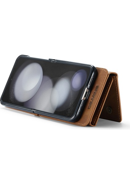 Samsung Galaxy Z Flip5 5g Kickstand Fermuar Cüzdan Deri + Pc Telefon Kapağı (Yurt Dışından)
