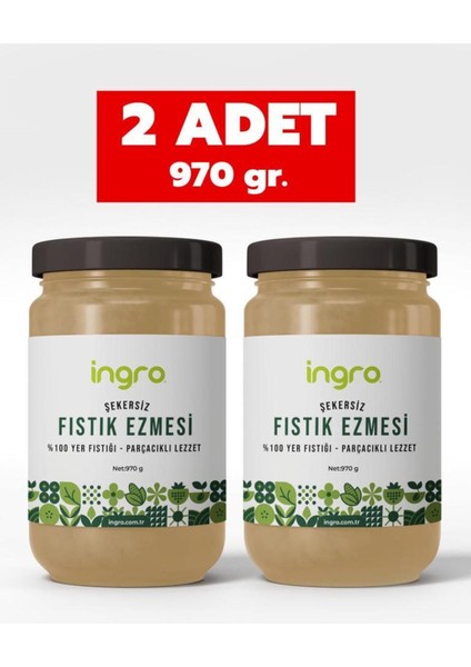 Ingro Glutensiz Fıstık Ezmesi (Parçacıklı Lezzet) 970 G * 2 Adet