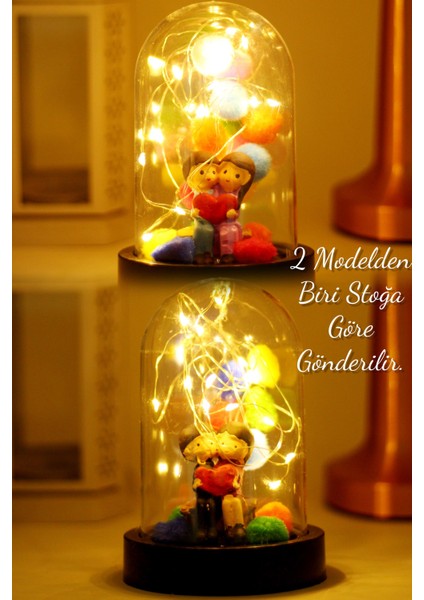 3 Modlu LED Işıklı Fanus Içinde Sevgili Çift Detaylı Sevgiliye Hediyelik Dekoratif Gece Lambası fiyatları
