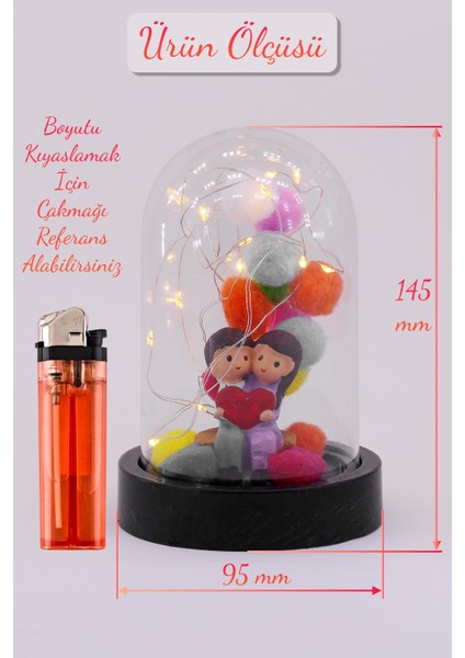 3 Modlu LED Işıklı Fanus Içinde Sevgili Çift Detaylı Sevgiliye Hediyelik Dekoratif Gece Lambası modelleri