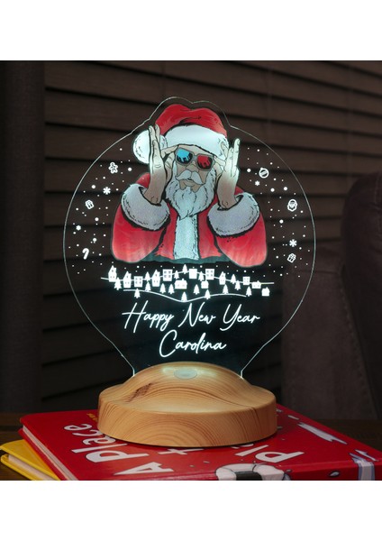 Renkli Baskı Noel Baba Yılbaşı Hediyesi Kişiye Özel Gece Lambası, 3D LED Lamba, Yeni Yıl Hediyesi