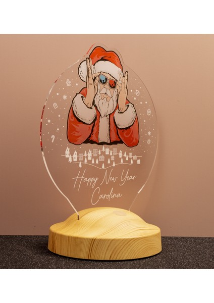 Renkli Baskı Noel Baba Yılbaşı Hediyesi Kişiye Özel Gece Lambası, 3D LED Lamba, Yeni Yıl Hediyesi