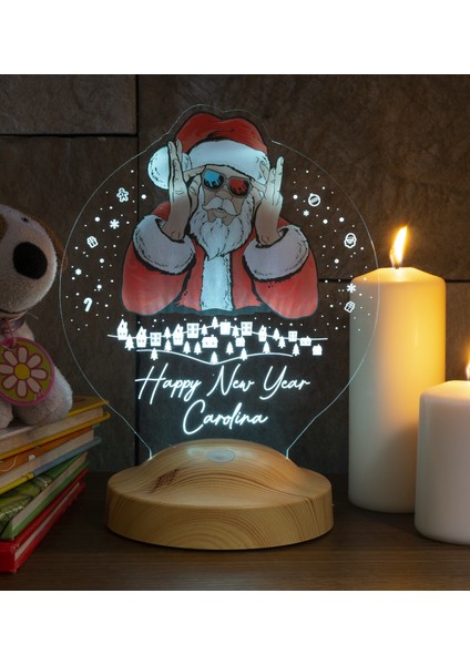 Renkli Baskı Noel Baba Yılbaşı Hediyesi Kişiye Özel Gece Lambası, 3D LED Lamba, Yeni Yıl Hediyesi