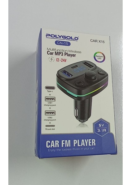 Pg Car X15 Fm Player Cn-15 Araç Içi Radyo, Muzik Cihazı ve Şarj Aleti