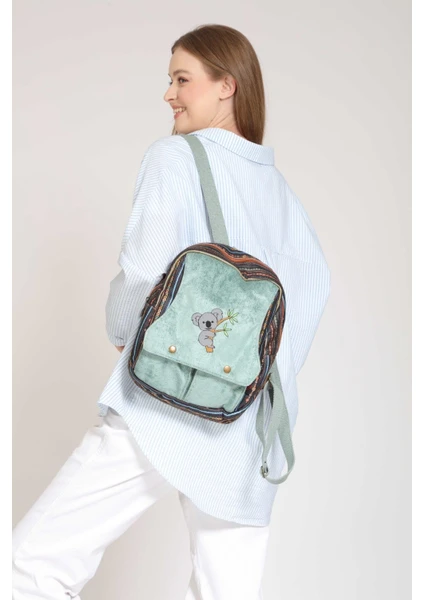 Street Bag Koala Nakışlı Etnik Otantik Bohem Desenli Sırt Çantası Günlük Seyahat Kullanım