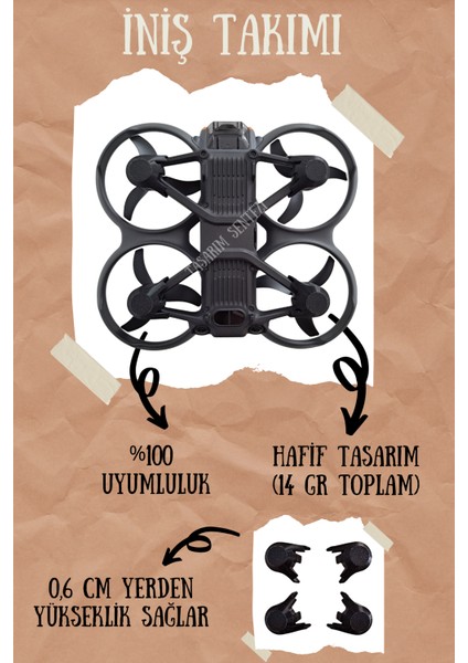 Dji Avata 2 Drone Uyumlu Iniş Takımı V2 Koruma Ayak Aksesuar Aparat Güvenlik Kırmızı