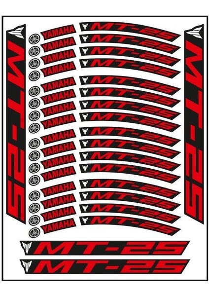 Kırmızı Baskı Yamaha Mt-25 Uyumlu Jant Şeridi