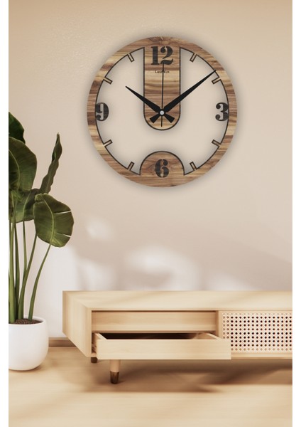 Ahşap Sessiz Duvar Saati, Modern Duvar Saati, Oturma Odası Duvar Saati, Mutfak Duvar Saati, Ahşap Mdf Duvar Saati, 42CM-50CM-60CM