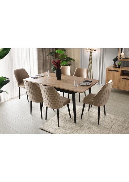 Erezoğulları Mobilya Mercan Mdf Salon Yemek Masa Sandalye Takımı 90X145