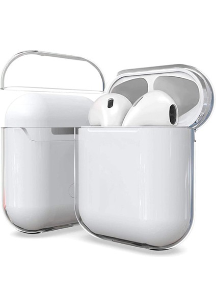 Air Pods Kılıf Şeffaf Sert Kristal Airbag 14 Kılıf-Renksiz