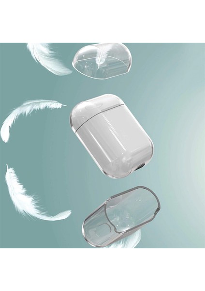 Air Pods Kılıf Şeffaf Sert Kristal Airbag 14 Kılıf-Renksiz
