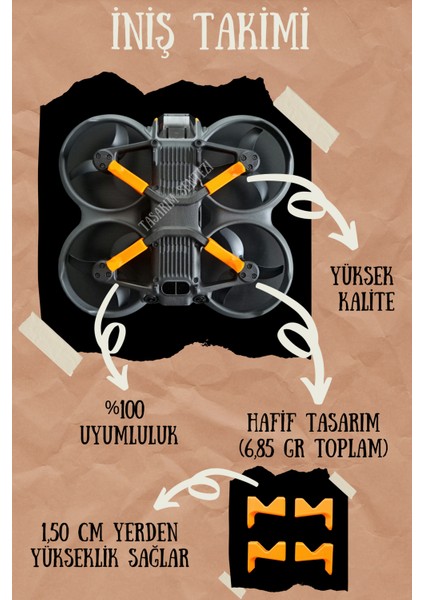 Dji Avata 2 Drone Uyumlu Iniş Takımı Koruma Ayak Aksesuar Aparat Güvenlik Turuncu