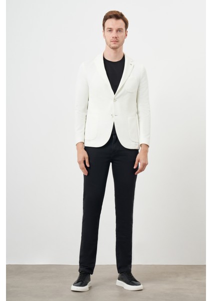 Erkek Beyaz Örme Slim Fit Torba Cep Mono Yaka Spor Ceket fırsatları