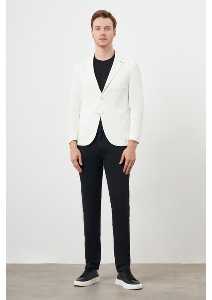 Erkek Beyaz Örme Slim Fit Torba Cep Mono Yaka Spor Ceket indirimleri