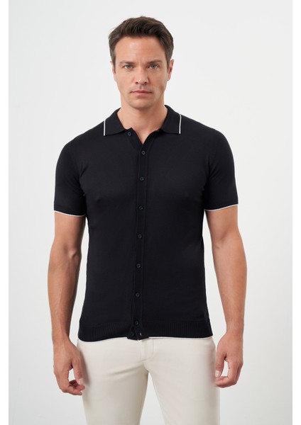 Erkek Lacivert Trend Polo Yaka Dynamic Fit T-Shirt