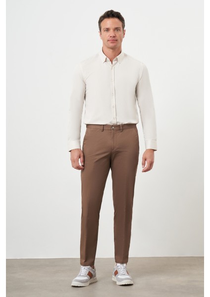 Erkek Kahve Yazlık Pamuk Yan Cep Dynamic Fit Chino Pantolon indirimleri