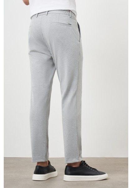 Erkek Gri Poliviskon Trend Çizgili Slim Fit Örme Spor Pantolon fırsatları