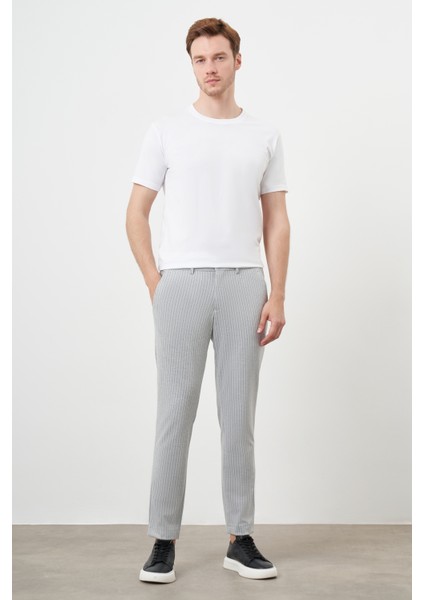 Erkek Gri Poliviskon Trend Çizgili Slim Fit Örme Spor Pantolon indirimleri