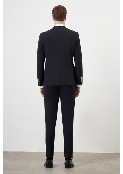 Erkek Siyah Polyamide Trend Kruvaze Slim Fit Sivri Yaka Takım Elbise indirimleri